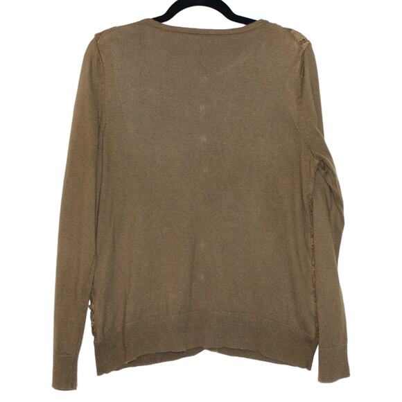 Army Green Lace Cropped Cardigan Sweater Size Large - Picture 4 of 4